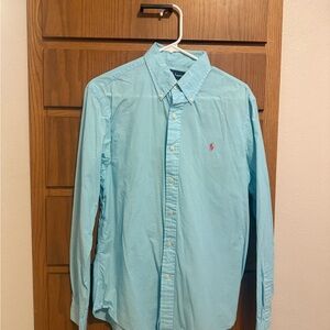Ralph Lauren Men's Aqua Button Down Shirt